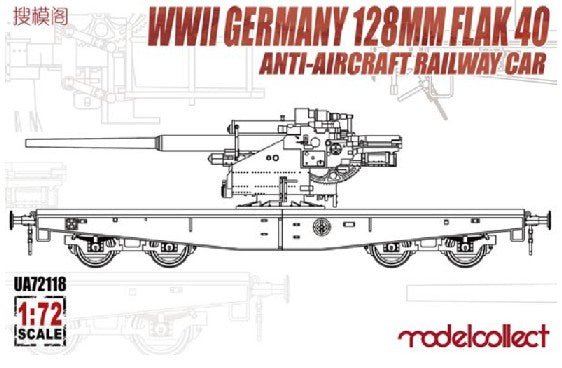 Modelcollect 72118 1/72 WWII German 128mm Flak 40 Anti-Aircraft Railway Car