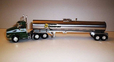 Trucks 'N Stuff TNS064 HO Scale Peterbilt 579 Day-Cab Tractor with Food-Grade Trailer - Assembled -- Lynden Transport (green, yellow, chrome)