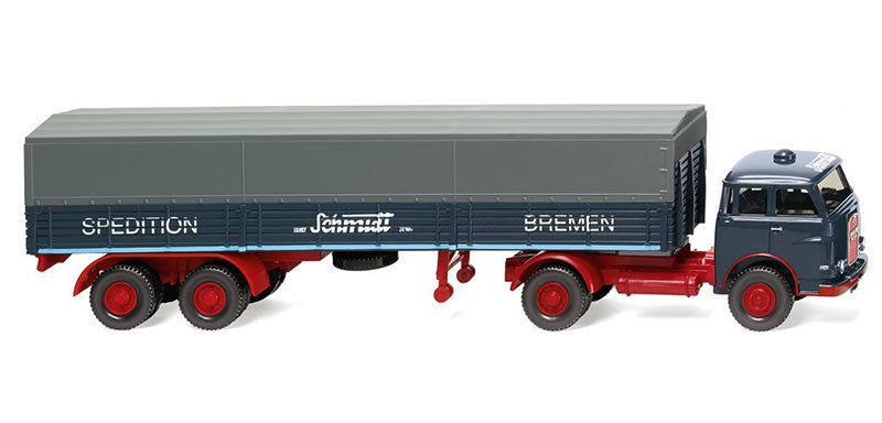 Wiking 051404 1/87 Scale Schmidt - MAN Pausbacke Truck and Flatbed Trailer