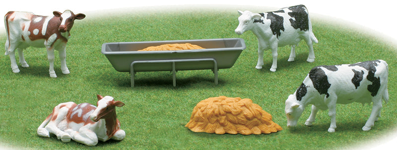New-Ray 05517-B 1/43 Scale Cow Farming Playset Playset includes: Feeding trough 4