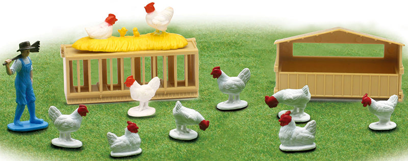 New-Ray 05517-D 1/43 Scale Chicken Farming Playset Playset