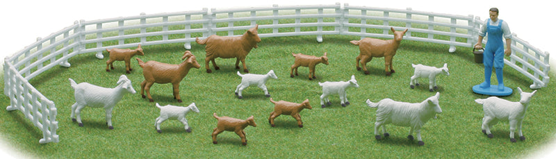 New-Ray 05517-E 1/43 Scale Goat Farming Playset Playset includes: Farmer Fence panels