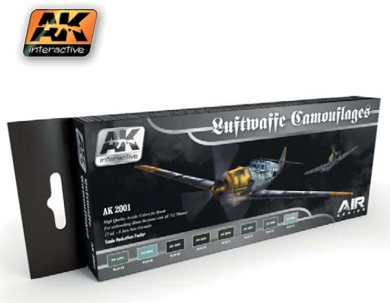 AK Interactive 2001 Air Series: Luftwaffe Camouflages Vol.1 Acrylic Paint Set (8 Colors) 17ml Bottles