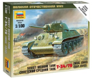 Zvezda 6101 1/100 Soviet T34/76 Mod 1940 Medium Tank (Snap)