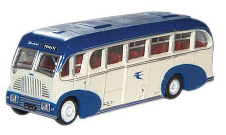 Oxford nbs001 N Scale Burlingham Sunsaloon Bus - Assembled -- Alexander Bluebird (white, blue)