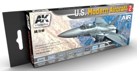 AK Interactive 2140 Air Series: US Modern Aircraft 2 Acrylic Paint Set (8 Colors) 17ml Bottles