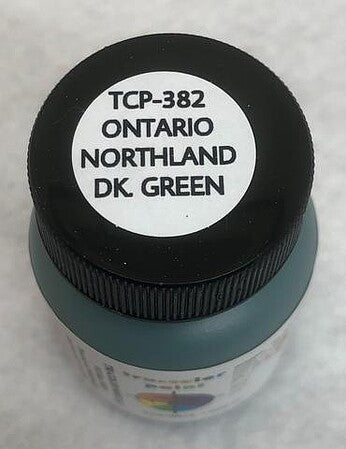 Tru-Color Paint 382 All Scale Railroad Color Acrylic Paints - 1oz 29.6ml -- Ontario Northland Dark Green