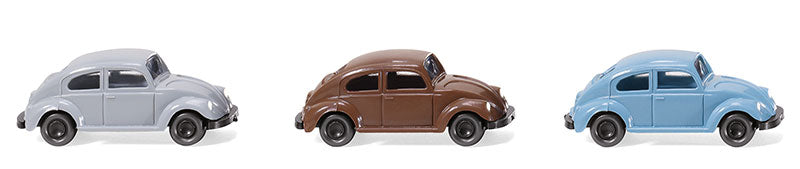 Wiking 090002 1/160 Scale Volkswagen Beetles 3-piece SET Colors include: Gray Brown