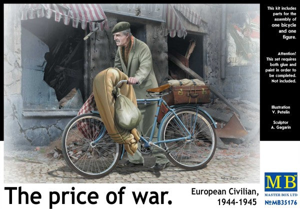 Master Box Models 35176 1/35 The Price of War, Elderly European Man w/Bicycle 1944-45 (D)