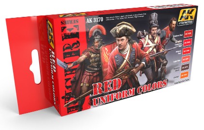 AK Interactive 3170 Figure Series: Red Uniform Colors Acrylic Paint Set (6 Colors) 17ml Bottles (D)
