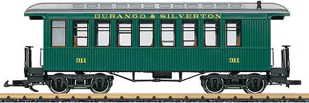 LGB 36820 G Scale Wood Coach - Ready to Run -- Durango & Silverton 630 Prospector (red, silver)