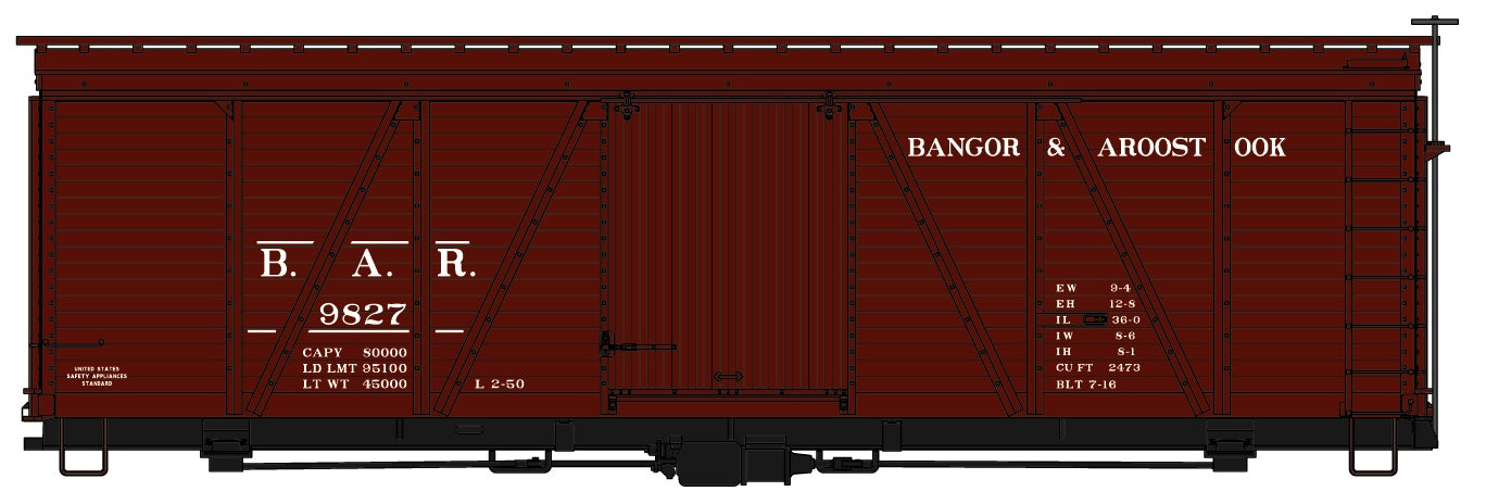 Accurail 1156 Ho 36'Fowler Wood Boxcar B&A