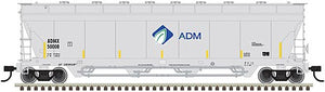 Atlas 20006270 HO Scale Pressureaide Centerflow Hopper - Ready to Run - Master(R) -- Archer-Daniels-Midland 50016 (gray, blue, green, Leaf Logo)