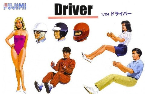Fujimi 11491 1/24 Drivers (3) w/Optional Heads & Girl Model Figure (1)