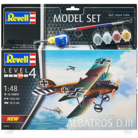 Revell 64973 1/48 Albatros D III Biplane Fighter w/paint & glue