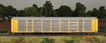 Intermountain Railway 194107 N Scale Bi-Level Auto Rack - Ready to Run -- BNSF Railway (yellow, TTX red Logo, Wedge Logo)