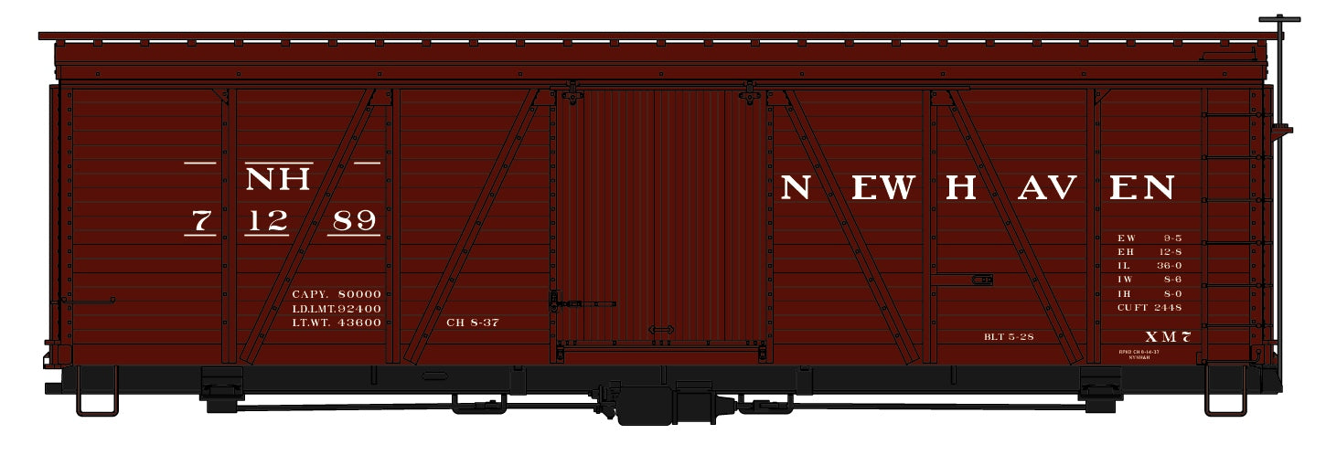 Accurail 1174 Ho 36'Fowler Wood Bxcar Nh