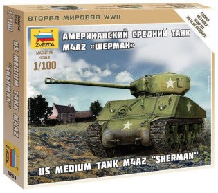 Zvezda 6263 1/100 US M4A2 Sherman Tank (Snap)