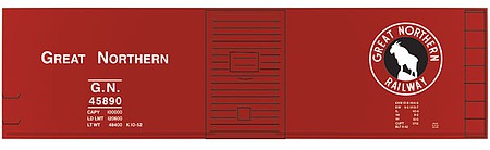 Tichy Trains 10084o O Scale Railroad Decal Set -- Great Northern 40' Steel Boxcar (Boxcar Red Car, Rocky Silhouette)