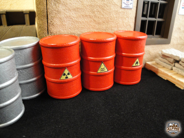 Alpine Railworks 1009A G Scale Oil Barrels (Orange, Warning Labels) (3)