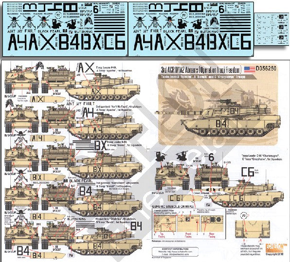 Echelon Decals 356250 1/35 3rd ACR M1A2 Abrams OIF Tanks from Apache, Bandit & Crazyhorse Troops