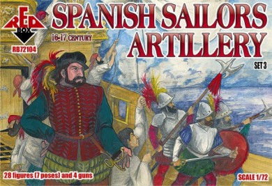 Red Box Figures 72104 1/72 Spanish Sailors Artillery XVI-XVII Century (28 w/4Guns)