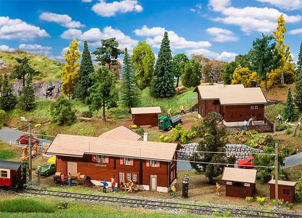 Faller 110127 HO Scale Stugl-Stuls Station Set -- Laser-Cut Kit - Station, Outhouse, Gatekeeper's House, Outbuildings