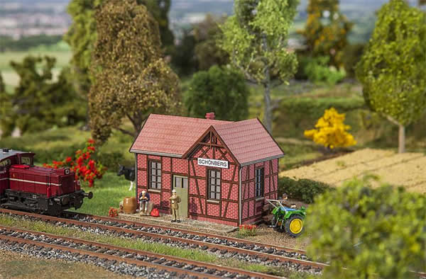 Faller 110200 HO Scale Schonberg Halt Station -- Laser-Cut Cardstock Kit - 3-11/16 x 2-1/16 x 2-5/8" 9.3 x 5.3 x 6.7cm