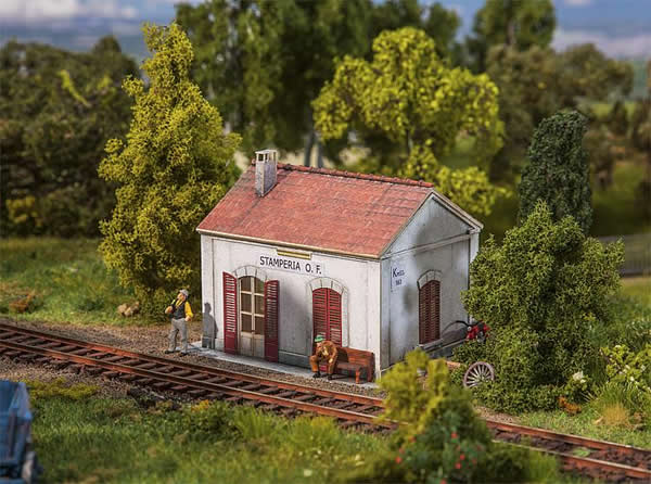 Faller 110202 HO Scale Stamperia Halt Station w/Printed Weathering -- Laser-Cut Cardstock Kit - 8.6 x 7 x 6.8cm