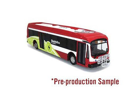 Iconic Replicas 870304 HO Scale Proterra ZX-5 Bus - Assembled -- Toronto Transit Commission TTC (red, white, yellow)