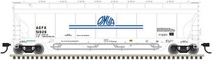 Atlas 20006278 HO Scale Pressureaide Centerflow Hopper - Ready to Run - Master(R) -- OMYA 51066 (white, blue)