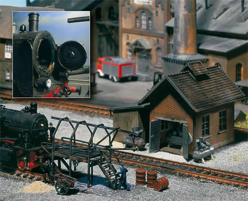 Faller 120139 HO Scale Compressor Housing & Accessories -- 3-5/8 x 2-1/8" 9.4 x 5.6cm