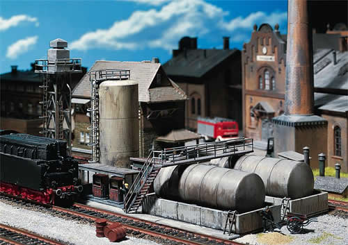 Faller 120157 HO Scale Diesel Fuel Facility -- 8-7/8 x 4-7/8" 22.5 x 12.4cm