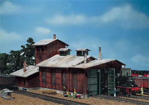 Faller 120161 HO Scale 2-Stall Enginehouse -- 8-1/4 x 6-1/8" 21 x 15.7cm