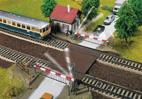 Faller 120174 HO Scale Grade Crossing w/Gates -- 8-5/8 x 10" 22 x 25.5cm