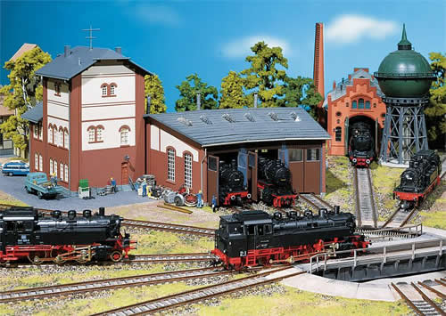 Faller 120176 HO Scale Three-Stall Roundhouse -- 13-1/2 x 16" 34 x 40cm