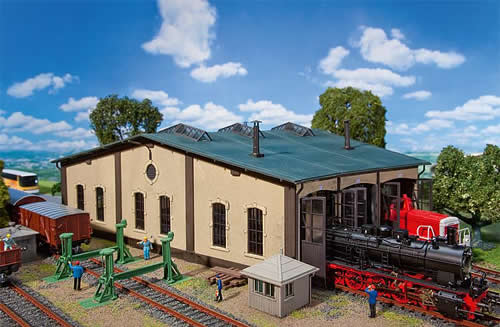 Faller 120277 HO Scale 3-Stall Roundhouse w/Servo Drive -- Kit - 14-7/8 x 12-11/16 x 4-15/16" 37.8 x 3.22 x 12.5cm