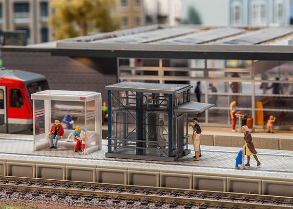 Faller 120297 HO Scale Animated Platform Elevator -- Kit - 2-1/16 x 1-1/4 x 1-7/16" 5.2 x 3.1 x 3.7cm, 2-3/8" 6cm Deep, 12-16