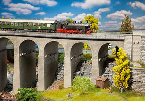 Faller 120465 HO Scale Straight Double-Track Stone Railroad Viaduct with Abutments and Extra Pier -- Kit - 18-5/8 x 6-5/8 x 10-5/16" 47.3 x 16.9 x 26.2cm