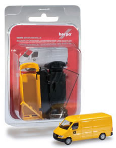 Herpa 12577 HO Scale Minikit Mercedes-Benz Sprinter Van - Kit (Plastic) -- German Mail (yellow, black)