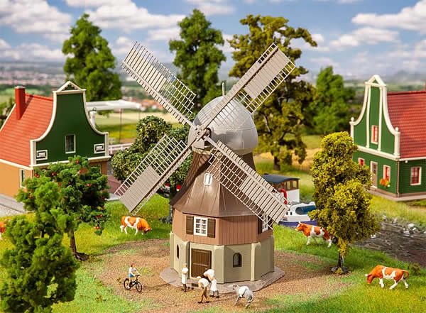 Faller 130115 HO Scale Motorized Octagonal Dutch Windmill -- Kit - 3-7/8 x 6-7/8 x 8" 9.8 x 17.5 x 20.3cm