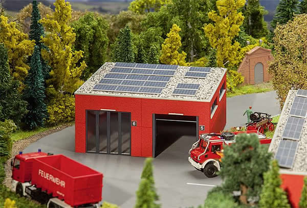 Faller 130161 HO Scale Fire Appliance Hall/Garage -- Kit - 5-3/4 x 5-1/2 x 2-1/2" 14.5 x 14 x 6.4cm