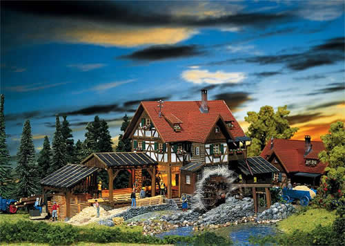 Faller 130229 HO Scale Operating Sawmill -- Kit - 13-3/4 x 8 x 5-3/4" 34.5 x 20 x 14.5cm