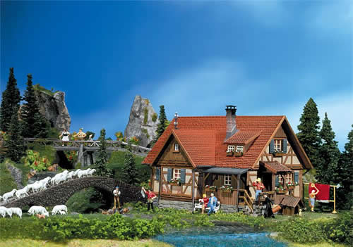 Faller 130270 HO Scale Rural Half-Timbered House -- 5-1/4 x 3-7/8 x 3-5/8" 13.2 x 9.7 x 9cm