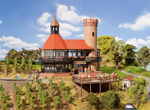 Faller 130391 HO Scale Schlossberg Inn - Kit (Precolored Plastic & Laser-Cut Wood) -- 8-1/4 x 8-1/4 x 6-3/8" 21 x 21 x 16.2cm