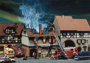 Faller 130429 HO Scale Burnt-down Zur Sonne Restaurant -- 5-3/8 x 4-11/16 x 4-11/16" 13.6 x 11.9 x 11.9cm