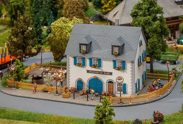 Faller 130437 HO Scale Krone Inn -- Kit - 6-1/4 x 4-1/2 x 6-5/16" 15.8 x 11.4 x 16cm