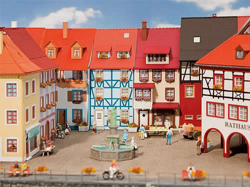 Faller 130495 HO Scale Two Village Houses w/Bakery - Kit -- 4-1/8 x 4-5/8 x 6-1/2" 10.5 x 12.4 x 16.5cm Each