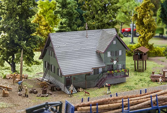 Faller 130519 HO Scale Forester's Lodge -- Laser-Cut Wood Kit - 5-7/16 x 4-3/4 x 4-5/16" 13.8 x 12 x 11cm