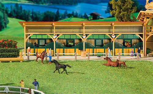 Faller 130541 HO Scale Roofed Stable - Kit -- 9-1/4 x 4-1/2 x 2-3/4" 23.5 x 11.5 x 7cm